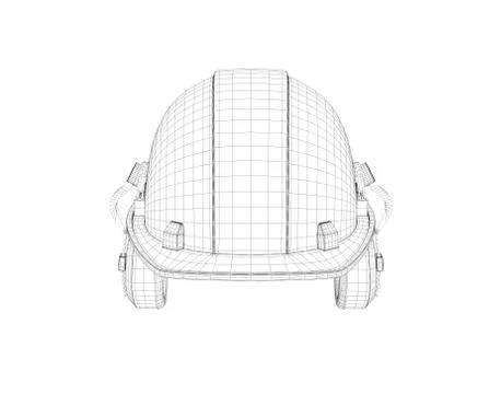 Rendering helmet wire with protection of ears, isolated on white background Stock Illustration