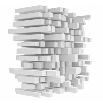 Rendering high tech construction made of square tubes on white background Stock Illustration
