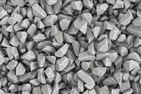 Rendering huge amount of stones lying together in disorder, top view Stock Illustration