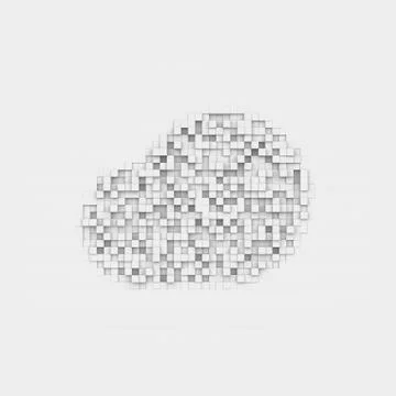 Rendering large cloud icon made up of white square uneven tiles Stock Illustration