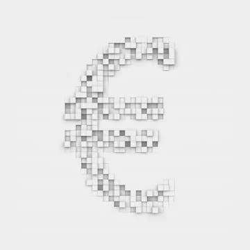 Rendering large euro symbol made up of white square uneven tiles Stock-Illustration
