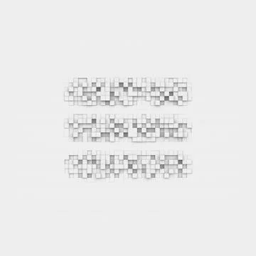 Rendering large hamburger icon made up of white square uneven tiles Stock-Illustration