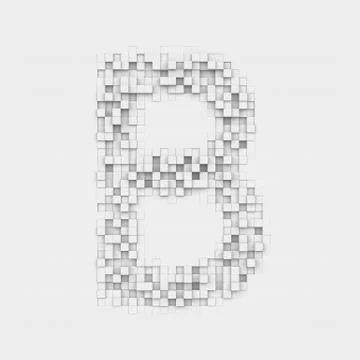Rendering large letter B made up of white square uneven tiles Stock-Illustration