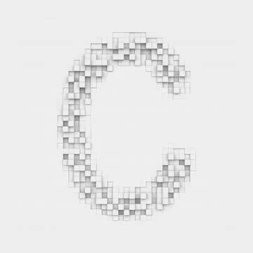 Rendering large letter C made up of white square uneven tiles イラスト素材