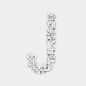Rendering large letter J made up of white square uneven tiles Stock Illustration