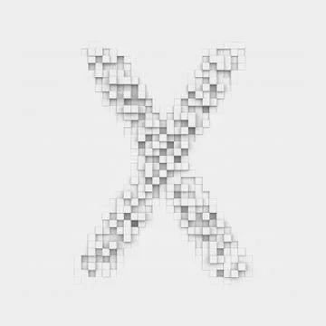 Rendering large letter X made up of white square uneven tiles Stock-Illustration
