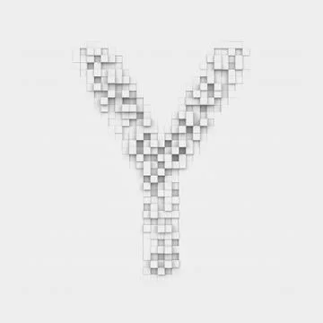 Rendering large letter Y made up of white square uneven tiles Stock Illustration