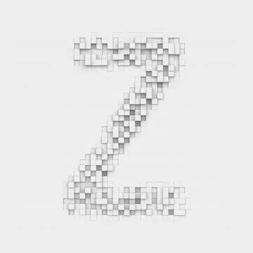 Rendering large letter Z made up of white square uneven tiles Stock Illustration