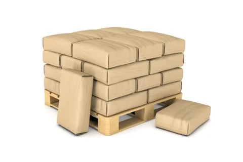 Rendering of large paper bags rest on pallet イラスト素材