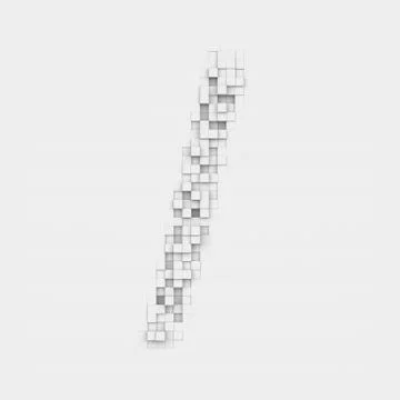 Rendering large slash symbol made up of white square uneven tiles Stock Illustration