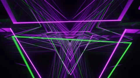 Rendering of a loop of a spinning neon triangle tunnel 스톡 동영상 162346230