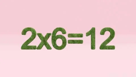 Rendering of a mathematical equation with grassy texture on the pink backgrou Stock Illustration