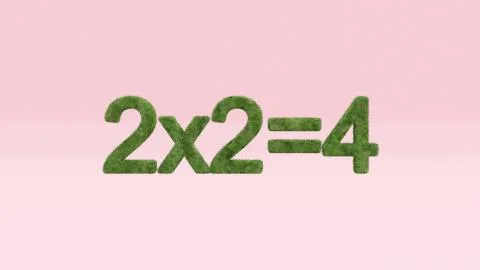 Rendering of a mathematical equation with grassy texture on the pink backgrou Stock Illustration