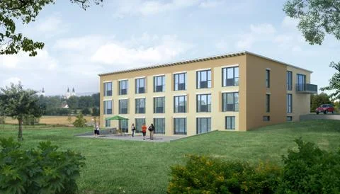Rendering multi-family house Stock Illustration