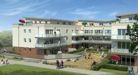 Rendering multi-family house Stock Illustration