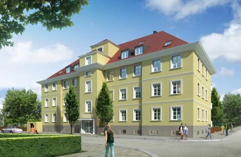 Rendering multi-family house Stock Illustration