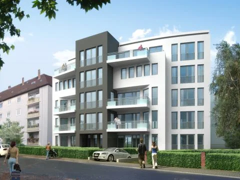 Rendering multi-family house Stock Illustration