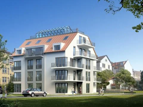 Rendering multi-family house Stock Illustration