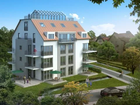 Rendering multi-family house Stock Illustration
