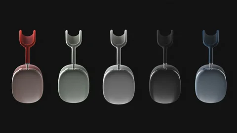 Rendering of a new Apple AirPods MAX all colors headphones. Stock Footage 147863153