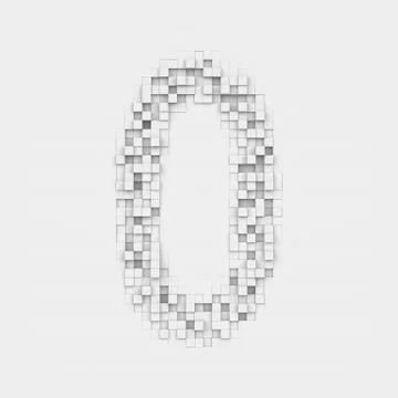 Rendering number 0 made up of white square uneven tiles Stock-Illustration