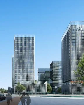 Rendering of office building Stock Illustration