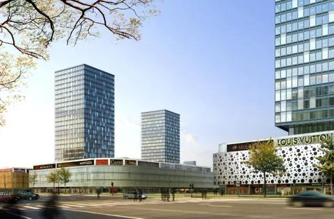 Rendering of office building Stock Illustration