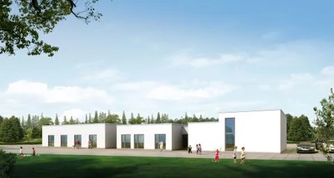 Rendering of office building Stock Illustration