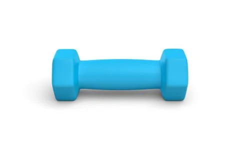 Rendering of one blue light weight dumbbell isolated on white background Stock Illustration