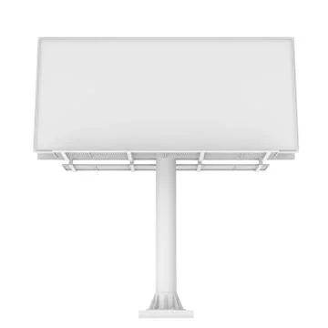 Rendering of one large white blank steel roadside billboard with no ads Stock Illustration