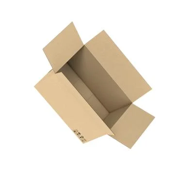 Rendering of open light beige cardboard mail box isolated on white background Illustration