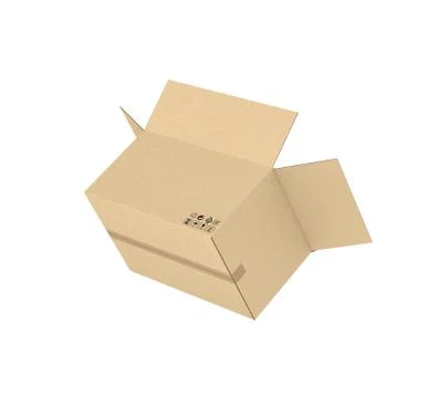 Rendering of opened light beige cardboard mail box, isolated on the white Stock-Illustration
