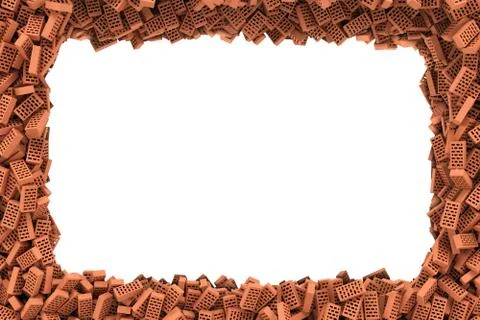 Rendering rectangle frame of bricks on white background Stock Illustration
