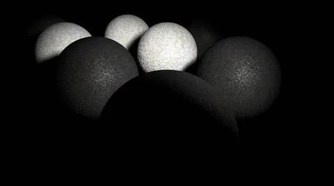 Rendering of reflective balls that form a triangle in the shade 3D renderi... Stock Photos
