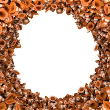 Rendering round frame of traffic cones Stock Illustration