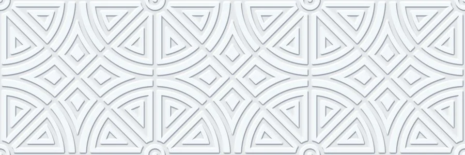 Rendering seamless geometric 3d pattern. White abstract background. 3D tiles. Stock Illustration