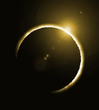 Rendering of a solar eclipse and a big flare Stock Illustration