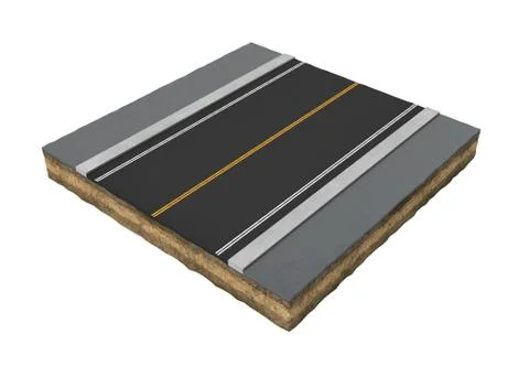 Rendering square piece of asphalt road isolated on the white background Stock Illustration