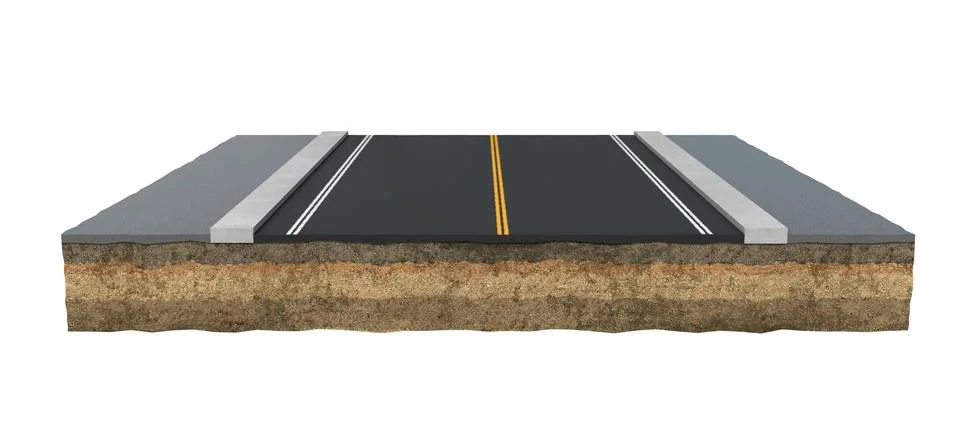 Rendering square piece of asphalt road isolated on the white background Stock Illustration
