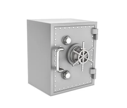 Rendering of steel safe box, isolated on white background イラスト素材