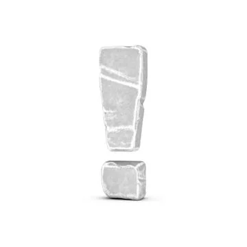 Rendering of stone exclamation point isolated on white background Stock Illustration
