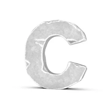 Rendering of stone letter C isolated on white background Illustration
