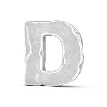 Rendering of stone letter D isolated on white background Stock Illustration