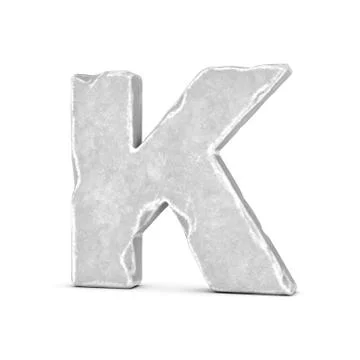 Rendering of stone letter K isolated on white background Illustration