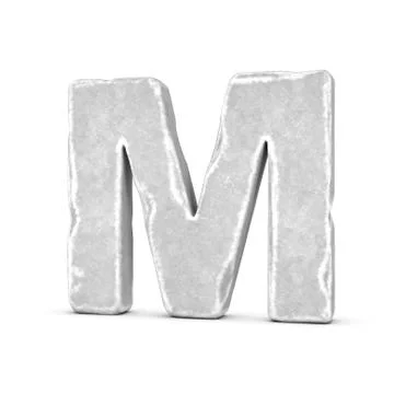 Rendering of stone letter M isolated on white background Stock Illustration