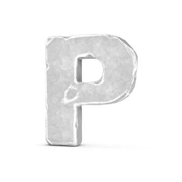 Rendering of stone letter P isolated on white background Stock Illustration