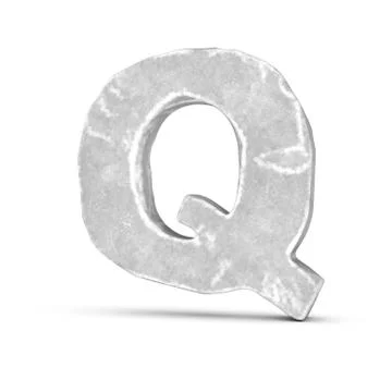 Rendering of stone letter Q isolated on white background Stock Illustration