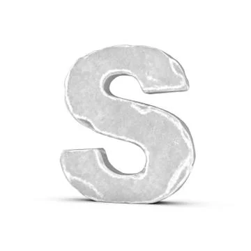 Rendering of stone letter S isolated on white background Illustration