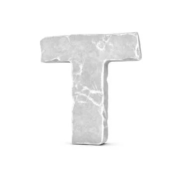 Rendering of stone letter T isolated on white background Stock Illustration