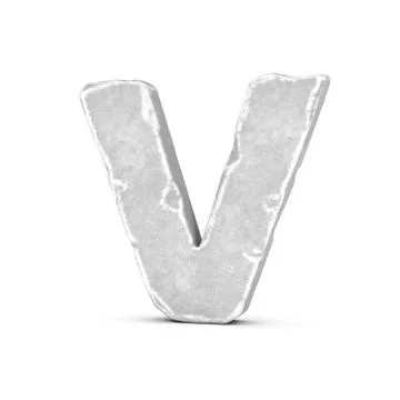 Rendering of stone letter V isolated on white background Stock Illustration
